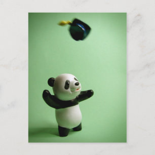 Postal De Anuncios Tiros de cierre de graduación de oso de Panda