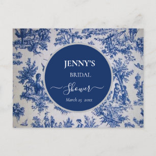 Postal De Anuncios Toile de Jouy Ducha azul y blanca de novias