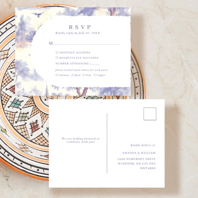 Postal De Anuncios Toile de jouy respuesta RSVP (Subido por el creador)