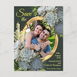 Postal De Anuncios Tonos suculentos de azules pálidos guarden la fech