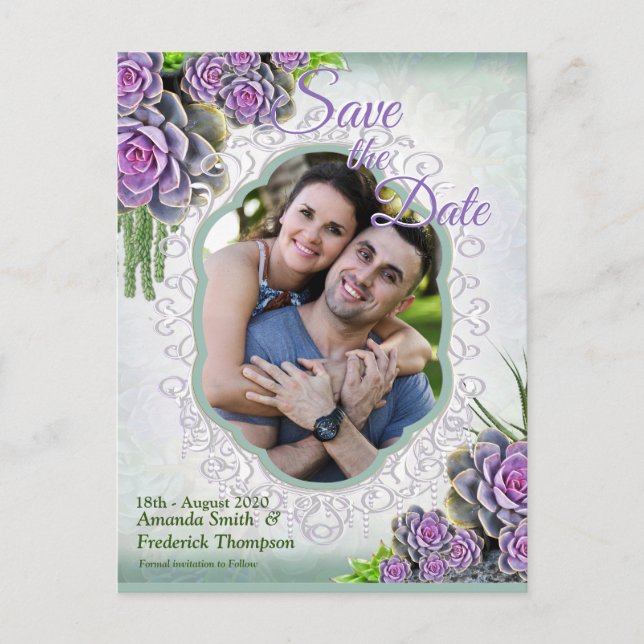 Postal De Anuncios Tonos suculentos de Verde Mar, Violeta  Guarda la  (Anverso)