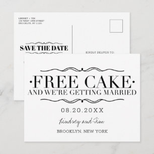 Postal De Anuncios Tontos Pastel Gratis Bodas Guardar las Fechas
