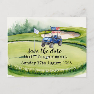 Postal De Anuncios Torneo de Golf "Golf Save the date" con bandera de