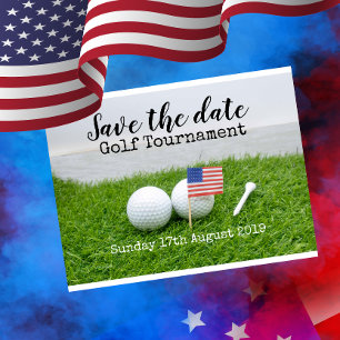 Postal De Anuncios Torneo de Golf "Golf Save the date" con bandera de