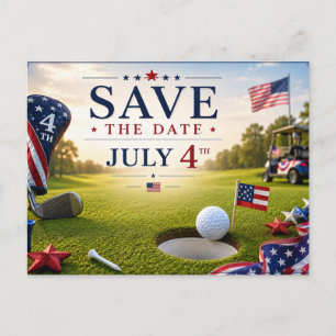 Postal De Anuncios Torneo de golf 'Save the date' con bandera de EE. 