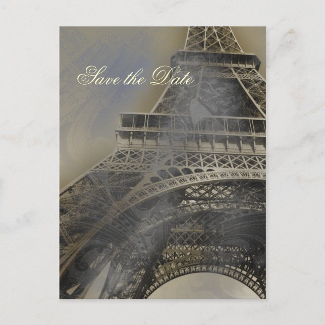 Postal De Anuncios Torre Eiffel Boda francesa parisina Guardar la fec (Anverso)