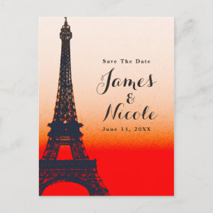 Postal De Anuncios Torre Eiffel de París Atardecer Naranja Guardar la