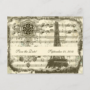 Postal De Anuncios Torre Eiffel de París negra Música Crema Guardar l