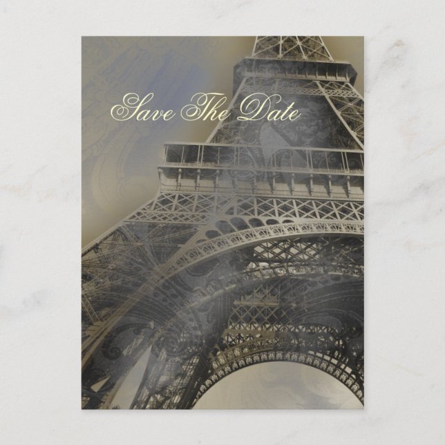 Postal De Anuncios Torre Eiffel parisino boda francesa Save the Date (Anverso)