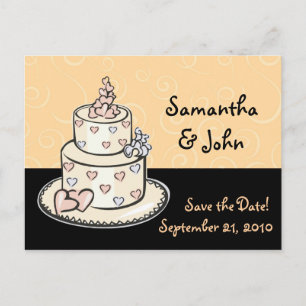 Postal De Anuncios Torta de Boda Linda Guardar la Fecha