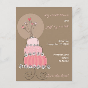 Postal De Anuncios Torta de boda rosa dulce caprichosa guarde la fech