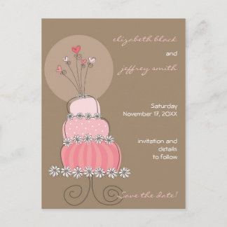 Postal De Anuncios Torta de boda rosa dulce caprichosa guarde la fech