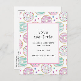 Postal De Anuncios Torta de Cumpleaños Infantil Patrón de Donut Color