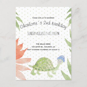 Postal De Anuncios Tortuga Bebé Acuarela Pintada a Mano