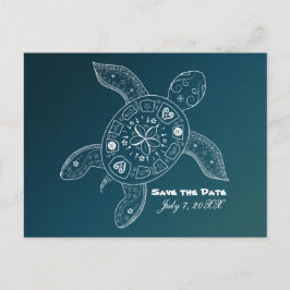 Postal De Anuncios Tortuga marina hawaiana blanca playa teal salvar l