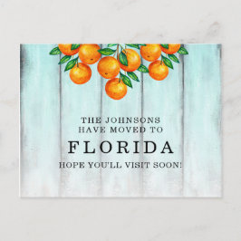 Postal De Anuncios Trasladado a Florida Naranjas Aqua Fence Nueva dir