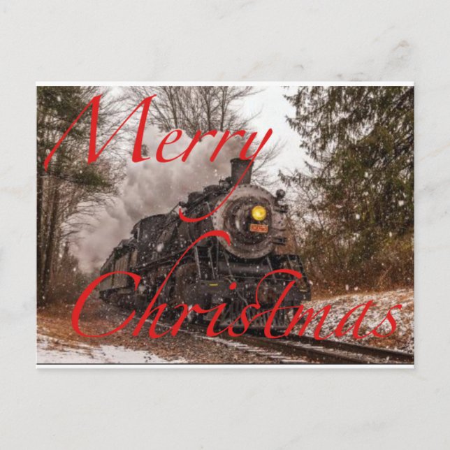 Postal De Anuncios Tren en la nieve Feliz Navidad (Anverso)