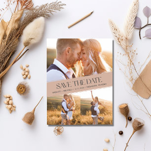 Postal De Anuncios Tres Collage de Fotos Boda Boho Salva la Fecha