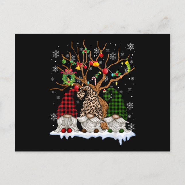 Postal De Anuncios Tres Gnomes Leopard Buffalo Navidades Rojos L (Anverso)