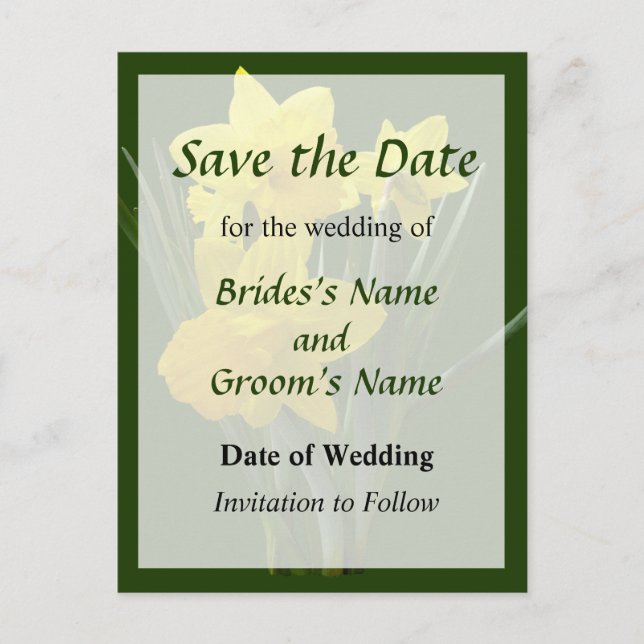 Postal De Anuncios Tres Narcisos Centinelas Save the Date (Anverso)