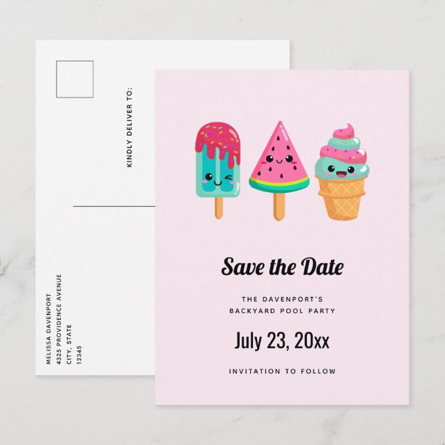 Postal De Anuncios Trío de helado delicioso Vibra de verano (Anverso / Reverso)