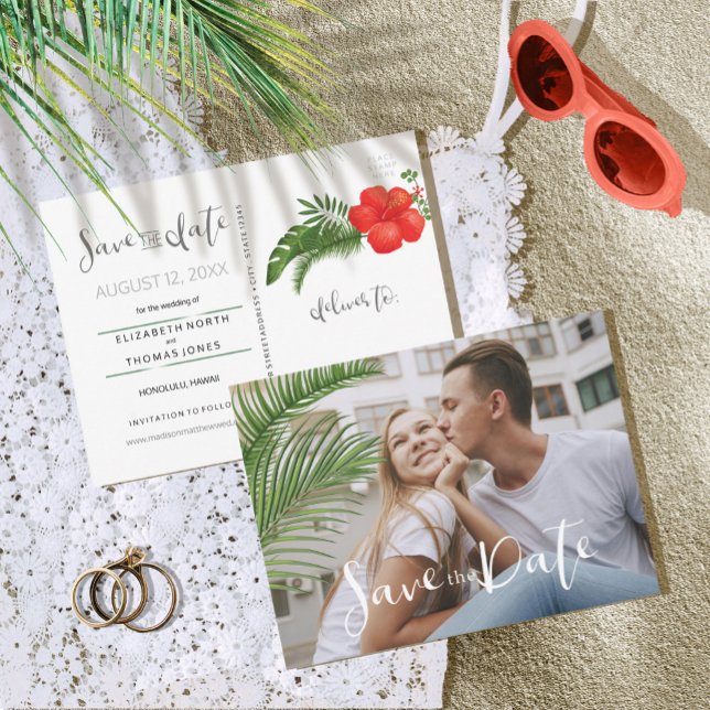 Postal De Anuncios Tropical Floral Wedding Save the Date ID475 (Subido por el creador)