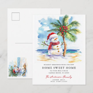 Postal De Anuncios Tropical Snowman Home Sweet Home Card