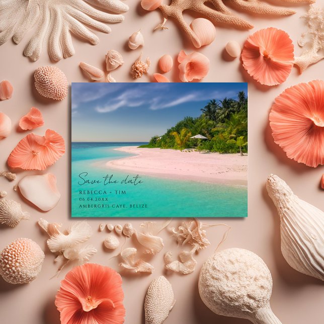 Postal De Anuncios Tu boda de playa de presupuesto fotográfico salva  (Your Photo Budget Beach Wedding Save the Date Announcement Postcard)