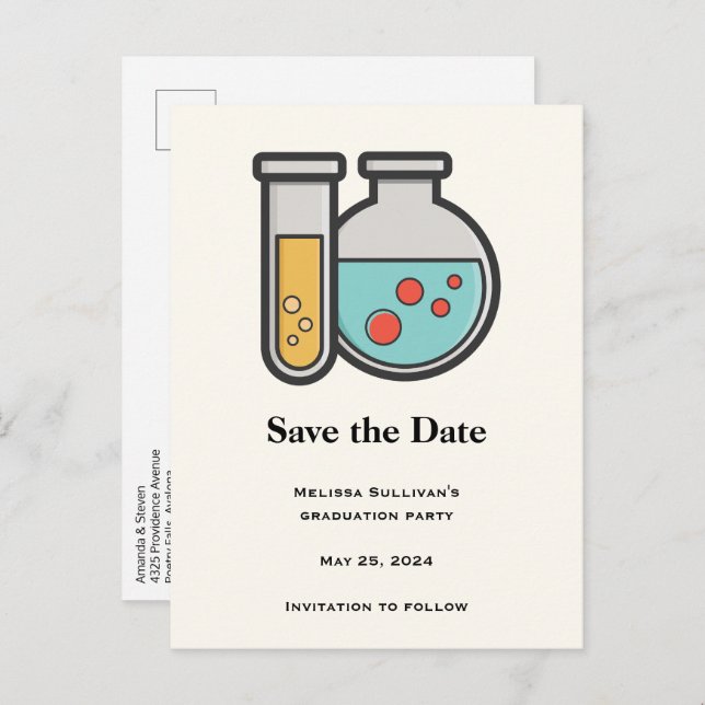 Postal De Anuncios Tubo de ensayo y vaso de precipitados de química (Anverso / Reverso)