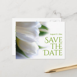 Postal De Anuncios Tulipanes Blancos Elegantes para Salvar la Fecha