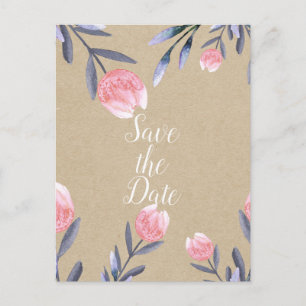 Postal De Anuncios Tulipanes de acuarela Peach Spring Save the Date