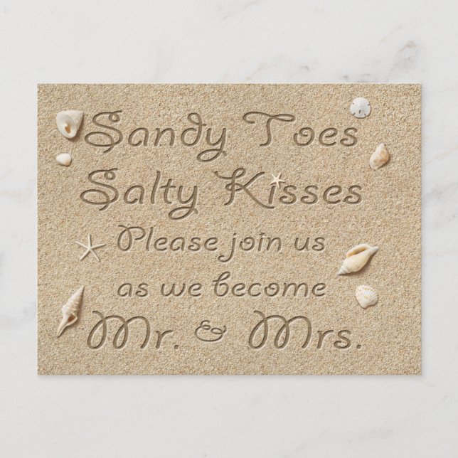 Postal De Anuncios Turquoise Beach Sandy Toes Salty Kiss Save Date (Anverso)