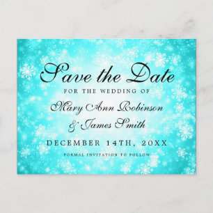 Postal De Anuncios Turquoise Winter Wonderland Elegant Save The Date