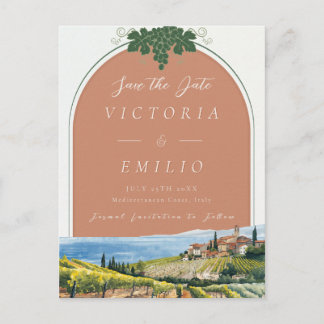 Postal De Anuncios Tuscan Vineyard Terracotta Save the Date Card