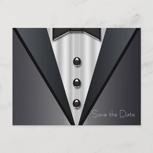 Postal De Anuncios Tuxedo y vestido guardar la fecha (Anverso)