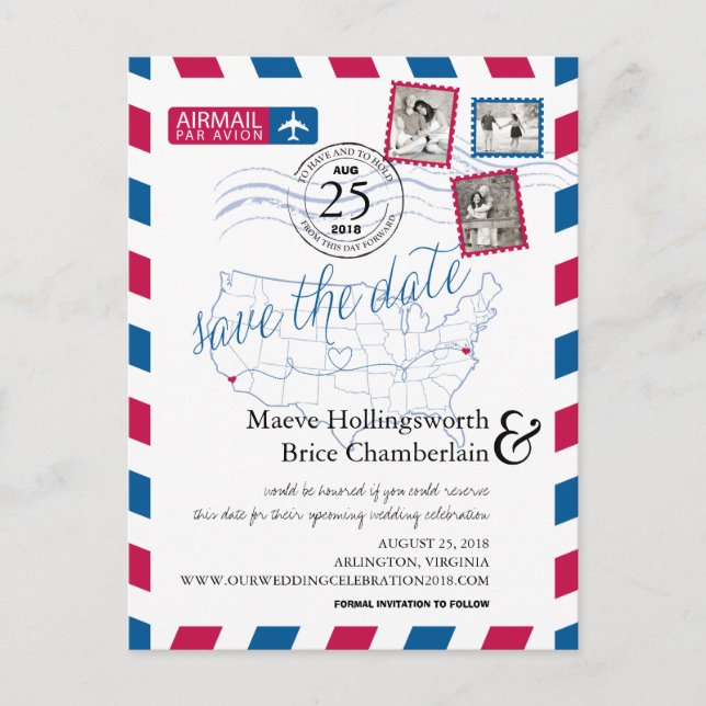 Postal De Anuncios Ubicación de California Virginia Airmail Guardar l (Anverso)