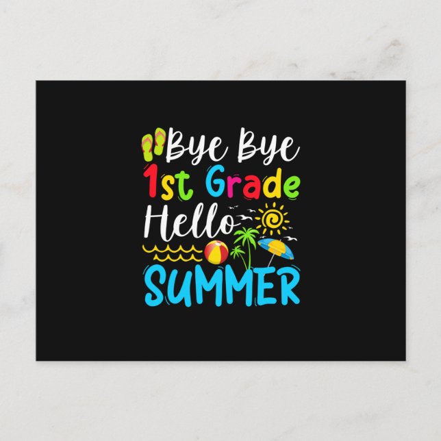 Postal De Anuncios Último Día De Colegio Adiós 1º Hola Verano (Anverso)