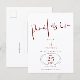 Postal De Anuncios Un Lápiz Mínimo En El Guión Borgoña Ahorra La Fech