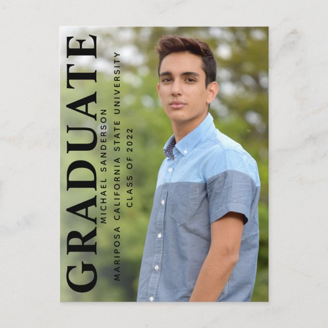 Postal De Anuncios Una Foto Simple Clase de Graduación (Anverso)