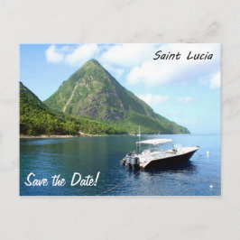 Postal De Anuncios Una lancha de carreras delante de los Pitons en