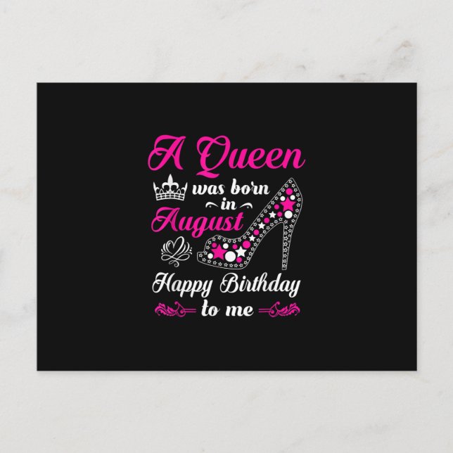 Postal De Anuncios Una reina nació en agosto Cumpleaños mujeres (Anverso)