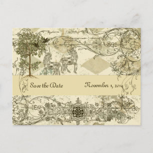 Postal De Anuncios Unicornio Verde Antiguo Save the Date