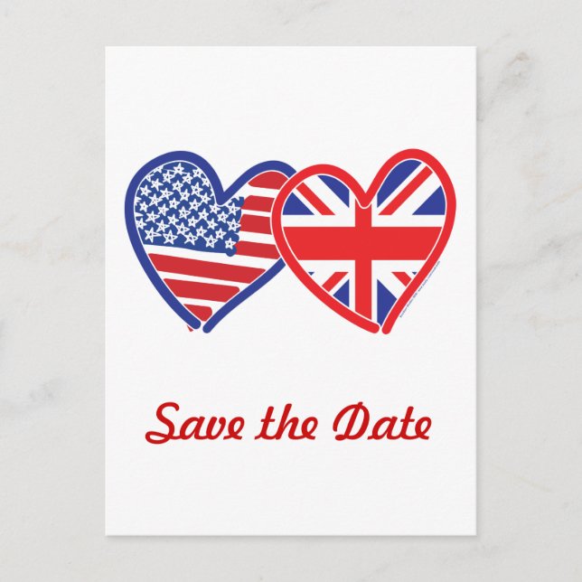 Postal De Anuncios Union Jack/USA Salven la fecha (Anverso)