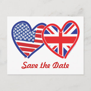 Postal De Anuncios Union Jack/USA Salven la fecha
