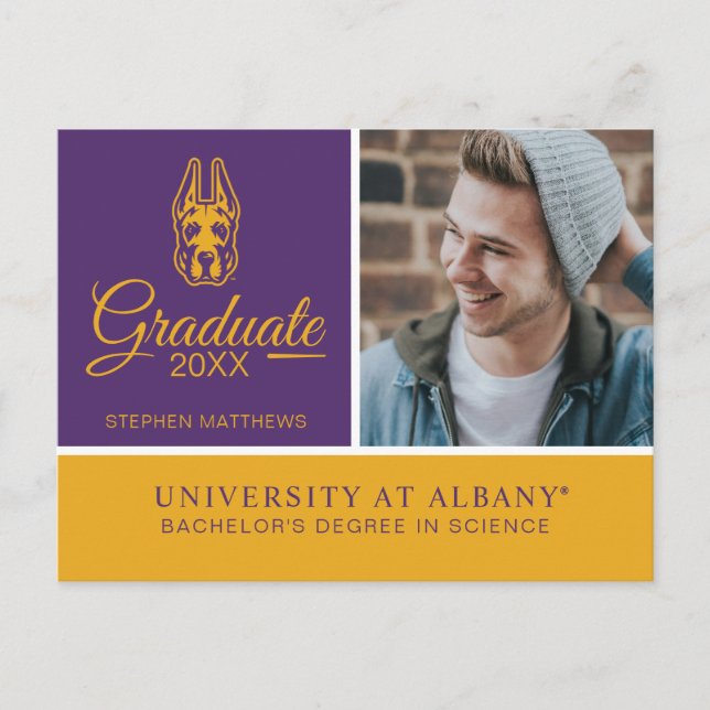 Postal De Anuncios Universidad de Albany Gran Cabeza de Mascota Dane (Anverso)