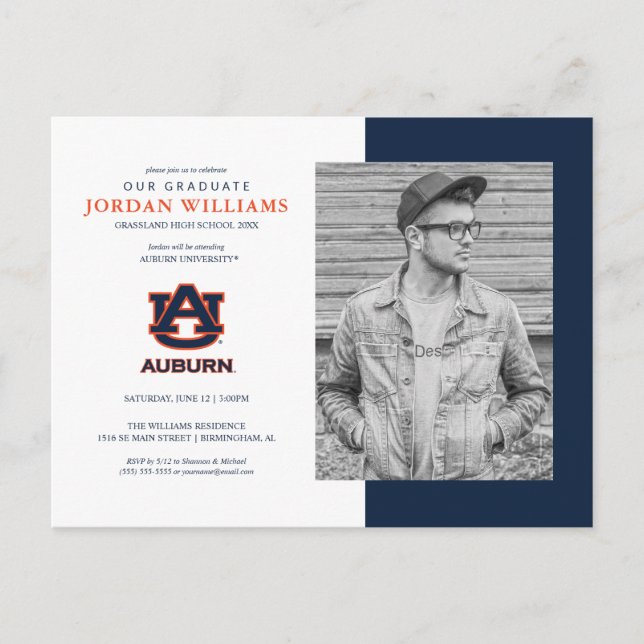 Postal De Anuncios Universidad de Auburn | Futuro graduado de Auburn (Anverso)
