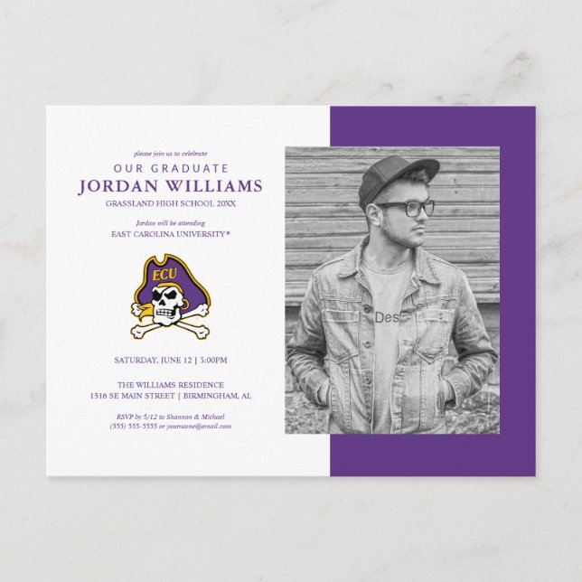 Postal De Anuncios Universidad de Carolina del Este | Piratas del ECU (Anverso)