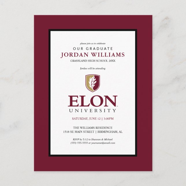 Postal De Anuncios Universidad de Elon | Graduación (Anverso)