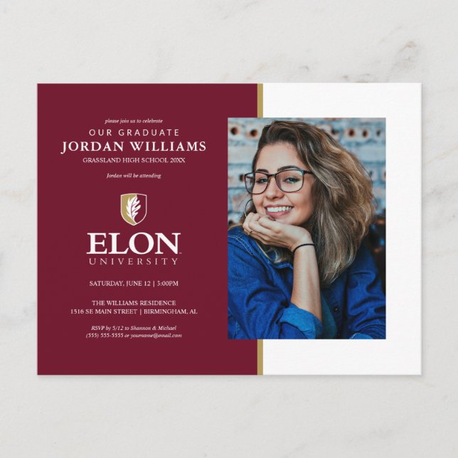 Postal De Anuncios Universidad de Elon | Graduación (Anverso)