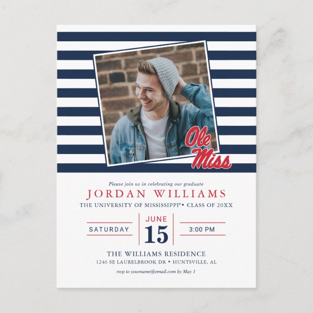 Postal De Anuncios Universidad de Mississippi | Letra Ole Miss (Anverso)